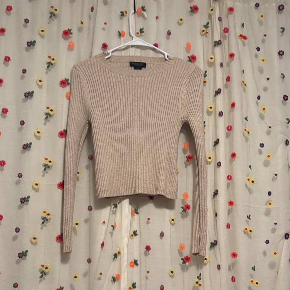 Rachel Zoe Cream Ribbed Knit Top